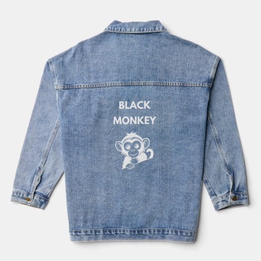 Cute Little Black Monkey Jeansjacke (Rückseite)