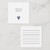 Cute Little Blue Heart Thank You Card Mitteilungskarte (Vorne/Hinten)