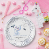 Cute Little Boo Ghost Halloween Baby Boy Shower Pappteller (Party)