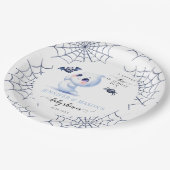 Cute Little Boo Ghost Halloween Baby Boy Shower Pappteller (Schrägansicht)