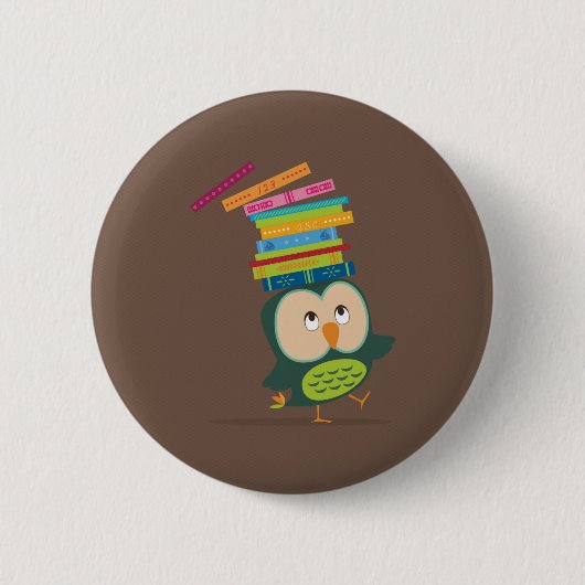 Cute little book owl button (Vorderseite)