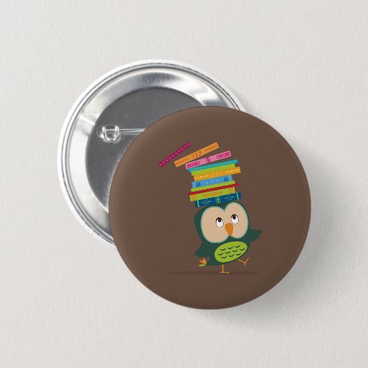 Cute little book owl button (Vorne & Hinten)