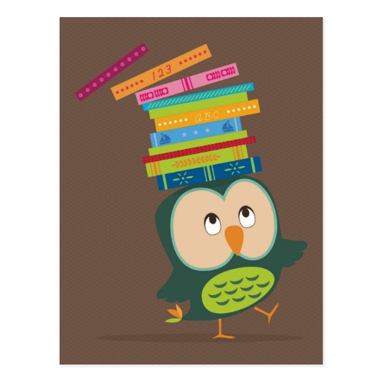 Cute little book owl postkarte