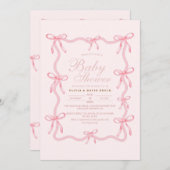 Cute Little Bow Pastel Baby Shower Einladung (Vorne/Hinten)
