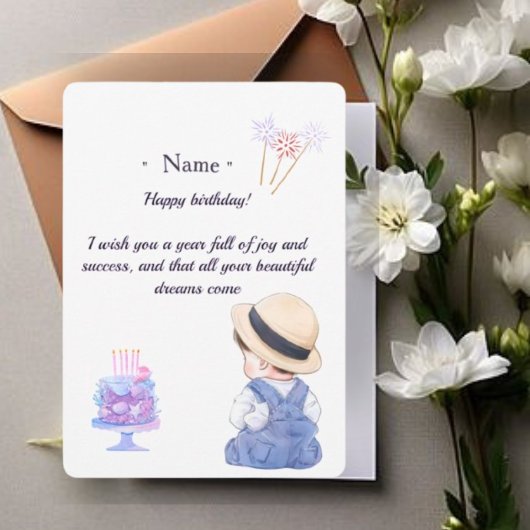 Cute Little Boy Personalized Birthday Card for Son Dankeskarte