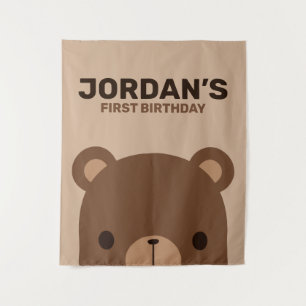 Cute Little Brown Bear Geburtstag Wandteppich