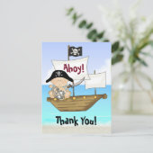 Cute Little Buccaneer Baby Boy Pirat Thank You Postkarte (Stehend Vorderseite)