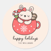 Cute Little Bunny Christmas Holiday Custom Sticker (Vorderseite)