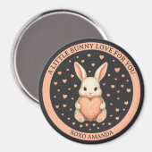 Cute Little Bunny Love with Heart on Dark Charcoal Magnet (Vorderseite/Rückseite)