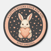 Cute Little Bunny Love with Heart on Dark Charcoal Magnet (Vorne)