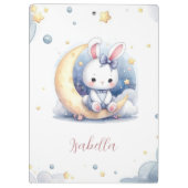 cute little bunny sitting on the moon  klemmbrett (Rückseite)