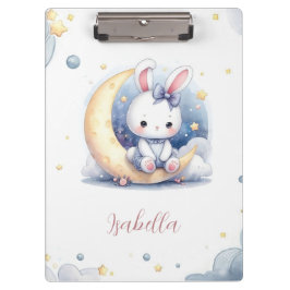 cute little bunny sitting on the moon  klemmbrett