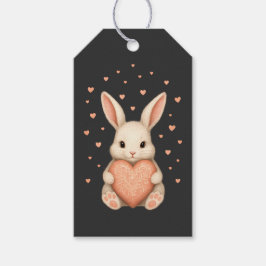 Cute Little Bunny with Heart on Dark Charcoal Geschenkanhänger