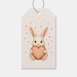 Cute Little Bunny with Heart on Soft Blush Geschenkanhänger