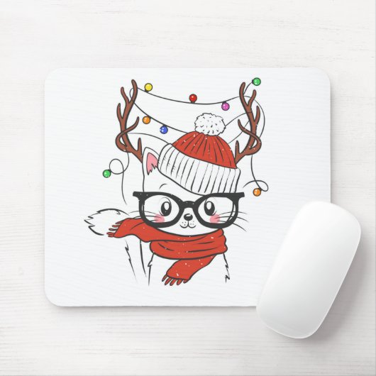 Cute little cat with deer horns mousepad (Mit Mouse)