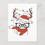 Cute little cat with deer horns postkarte<br><div class="desc">Weihnachtskatzenkätzchen,  Weihnachtsfarbenfrohe Antlers,  farbenfroher Hipster,  zeichnend Illustrationshorn,  Schals-Brillen lachen glücklich,  Skizze meow Baby Reh,  Kopf schön zeichnend gezeichnet,  Kätzchen fröhliche niedliche Kunst,  lustige Rentiertier Cartoon,  Katzenjungfrau, </div>