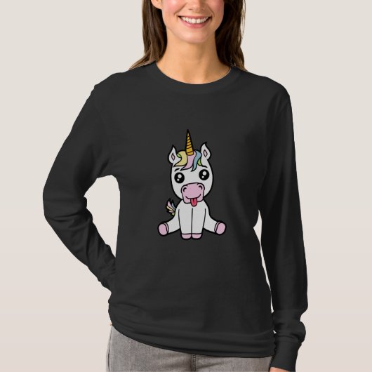 Cute Little Cheeky Sitting Tongue Sticking Out Uni T-Shirt (Vorderseite)