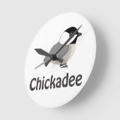 Cute little Chickadee Runde Wanduhr (Winkel)
