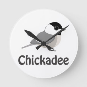 Cute little Chickadee Runde Wanduhr