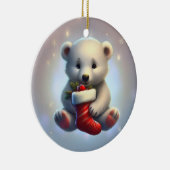 Cute Little Christmas Polar Bear Keramik Ornament (Rechts)