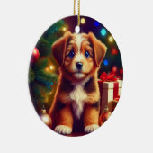 Cute Little Christmas Puppy Keramik Ornament (Rechts)