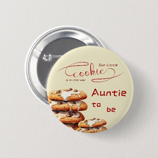 Cute Little Cookie Baby Shower Auntie-to-be Button (Vorne & Hinten)