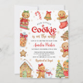 Cute Little Cookie Winter Christmas Baby Shower Einladung (Vorderseite)