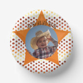 Cute little cowboy western polka dot birthday pappteller (Vorderseite)