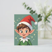 Cute little elf with Christmas hat Postkarte (Stehend Vorderseite)