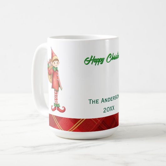 Cute Little Elves - Personalized Christmas  Kaffeetasse (Vorderseite Links)