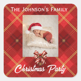 Cute Little Elves - Personalized Christmas  Quadratischer Aufkleber