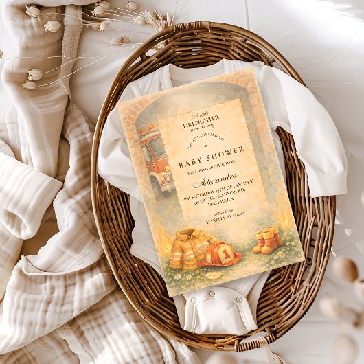 Cute Little Firefighter Baby Shower Einladung