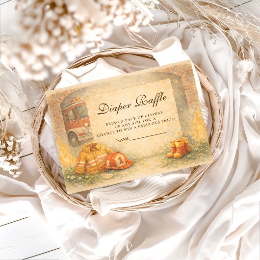 Cute Little Firefighter Diapper Raffle Begleitkarte