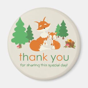Cute Little Fox and Mom Thank You Magnet