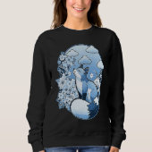 Cute little fox flowers clouds spring retro sweatshirt (Vorderseite)