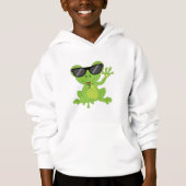 Cute little frog green sunglasses Gift for Kids Hoodie (Vorderseite)
