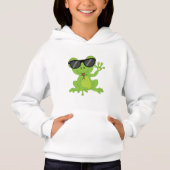 Cute little frog green sunglasses Gift for Kids Hoodie (Vorderseite)