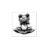 Cute Little Frog Holding a Heart Gummistempel (Prägung)