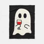 Cute Little Ghost Red Wine Gl Halloween Fleecedecke (Vorderseite)