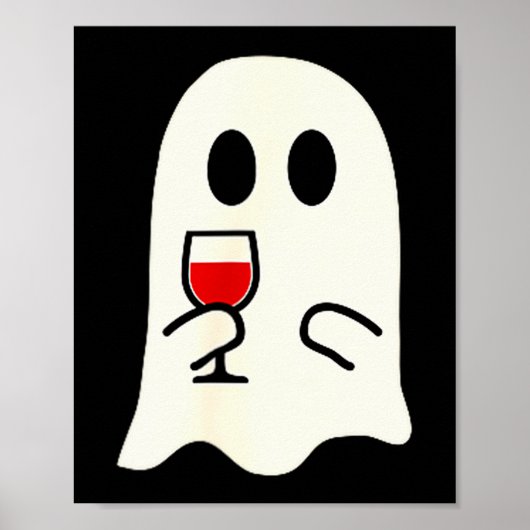 Cute Little Ghost Red Wine Gl Halloween Poster (Vorne)