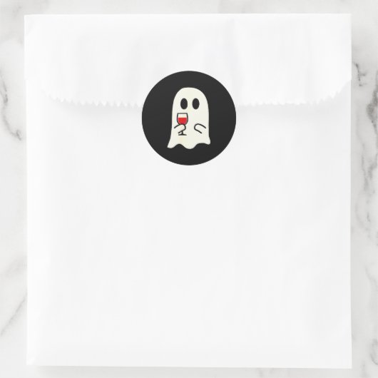 Cute Little Ghost Red Wine Gl Halloween Runder Aufkleber (Tasche)