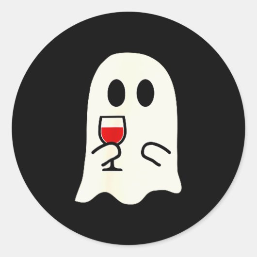 Cute Little Ghost Red Wine Gl Halloween  Runder Aufkleber (Vorderseite)