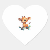 Cute little giraffe on a skateboard Classic T-Shir Herz-Aufkleber (Vorderseite)