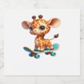 Cute little giraffe on a skateboard Classic T-Shir Schaumweinetikett (Einzelnes Label)