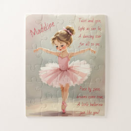 Cute Little Girl Ballerina in Pink Tutu and Poem Puzzle