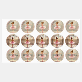 Cute Little Girl Ballerina in Pink Tutu Etiketten