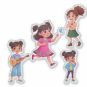 Cute Little Girl Cartoon Character Vinyl Sticker  (Vorderseite)