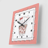 Cute Little Girl Hamster Pink Quadratische Wanduhr (Winkel)