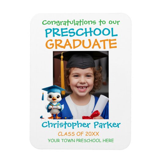 Cute Little Goose Preschool Graduation Magnet (Vertikal)