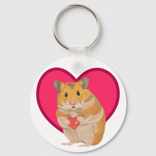 Cute little Hamster holding a red heart Schlüsselanhänger (Vorderseite)